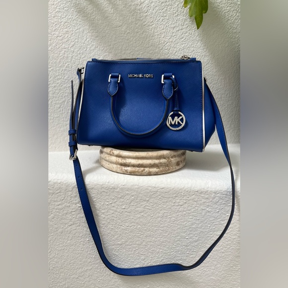 Michael Kors Sutton Saffiano Leather Satchel Handbag, Cobalt Blue. - Picture 1 of 13